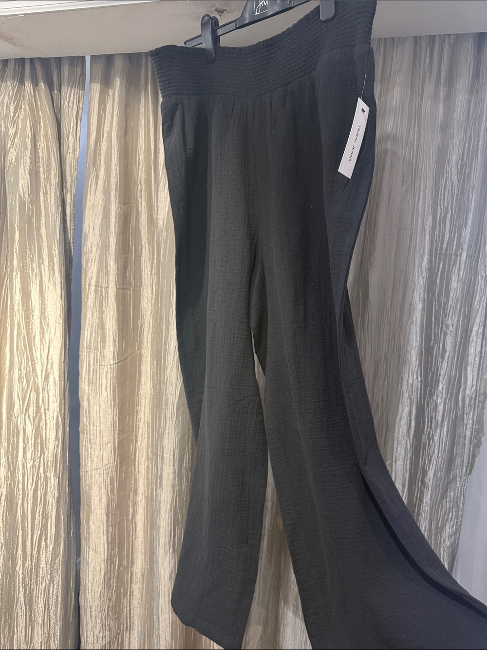 Tribal Jeans Black Wide Leg Textured Pants